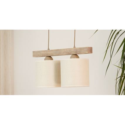 Brilagi - Hängeleuchte FOREST 2xE27/15W/230V Kiefer/braun/cremefarben