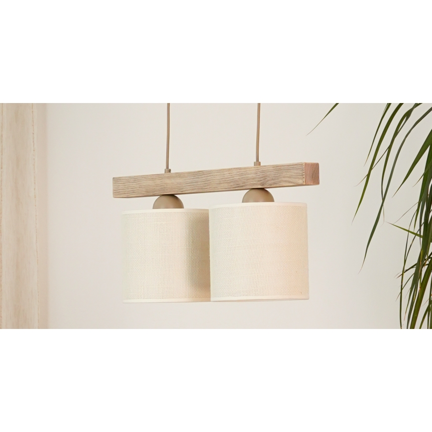 Brilagi - Hängeleuchte FOREST 2xE27/15W/230V Kiefer/braun/cremefarben