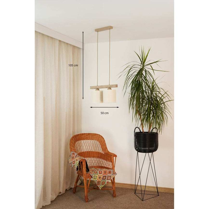 Brilagi - Hängeleuchte FOREST 2xE27/15W/230V Kiefer/braun/cremefarben