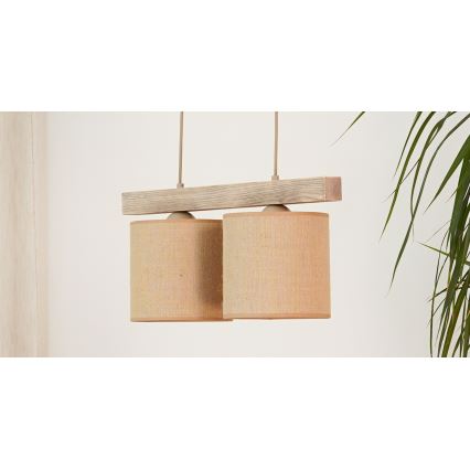 Brilagi - Hängeleuchte FOREST 2xE27/15W/230V Kiefer/braun
