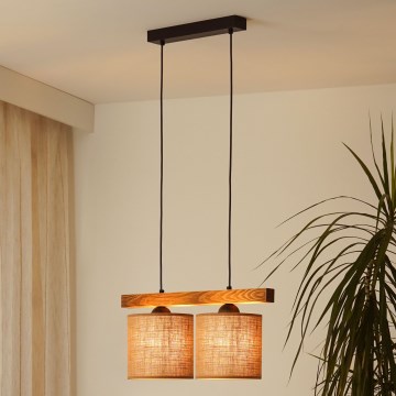 Brilagi - Hängeleuchte FOREST 2xE27/15W/230V Kiefer/braun/schwarz