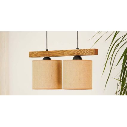 Brilagi - Hängeleuchte FOREST 2xE27/15W/230V Kiefer/braun/schwarz
