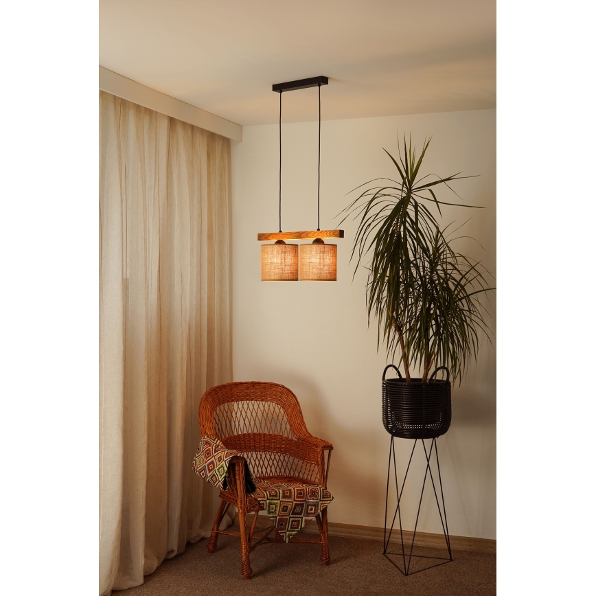 Brilagi - Hängeleuchte FOREST 2xE27/15W/230V Kiefer/braun/schwarz