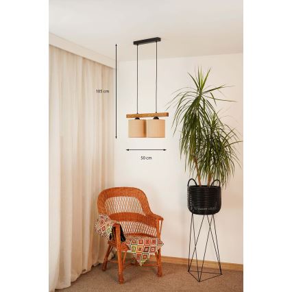 Brilagi - Hängeleuchte FOREST 2xE27/15W/230V Kiefer/braun/schwarz