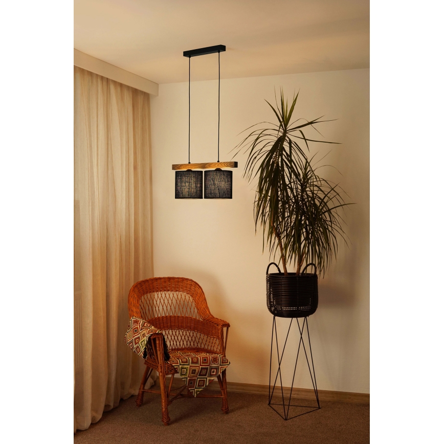 Brilagi - Hängeleuchte FOREST 2xE27/15W/230V Kiefer/schwarz