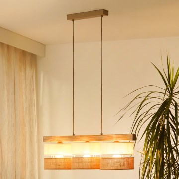 Brilagi - Hängeleuchte FOREST 3xE27/15W/230V Kiefer/beige/cremefarben