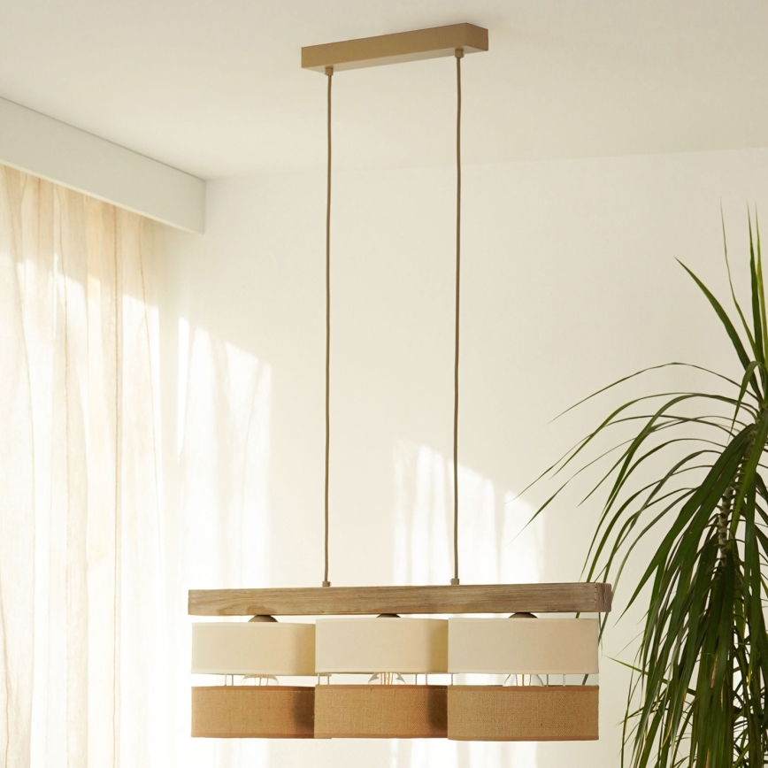 Brilagi - Hängeleuchte FOREST 3xE27/15W/230V Kiefer/beige/cremefarben