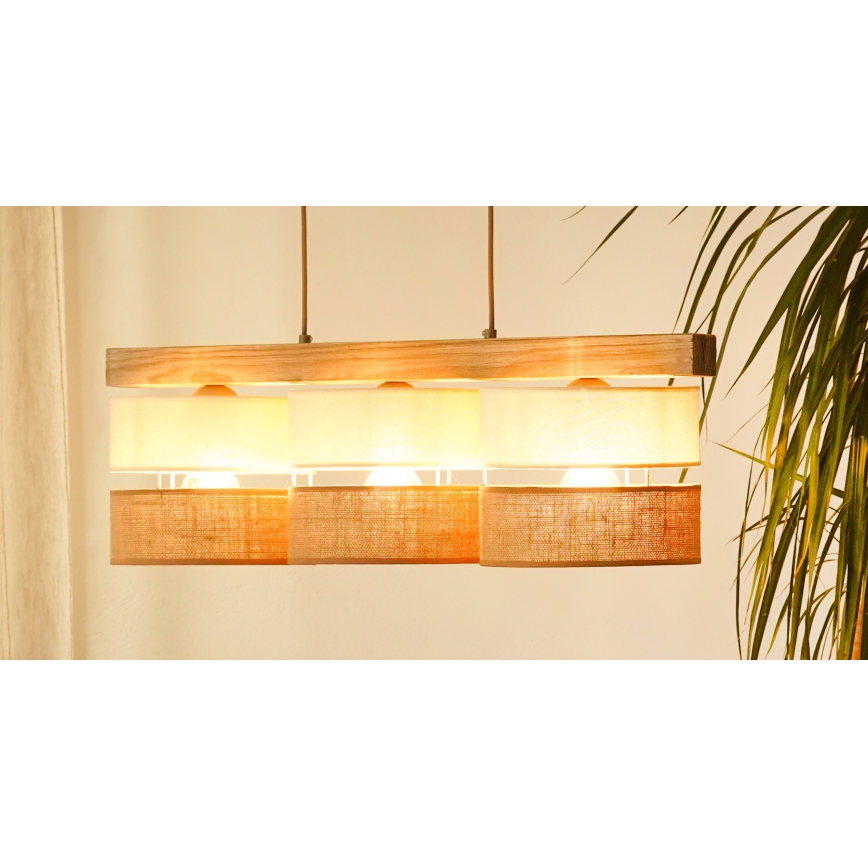 Brilagi - Hängeleuchte FOREST 3xE27/15W/230V Kiefer/beige/cremefarben