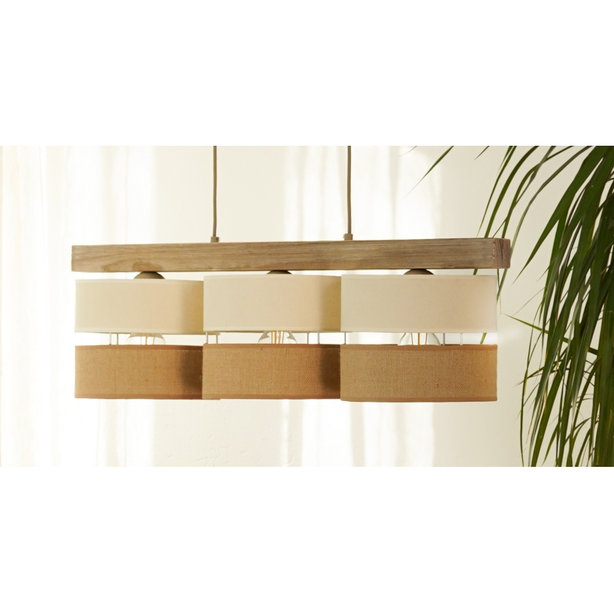 Brilagi - Hängeleuchte FOREST 3xE27/15W/230V Kiefer/beige/cremefarben