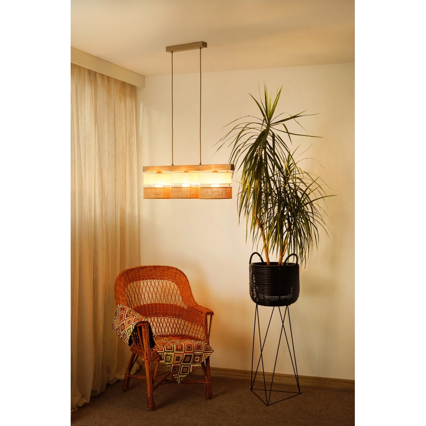 Brilagi - Hängeleuchte FOREST 3xE27/15W/230V Kiefer/beige/cremefarben