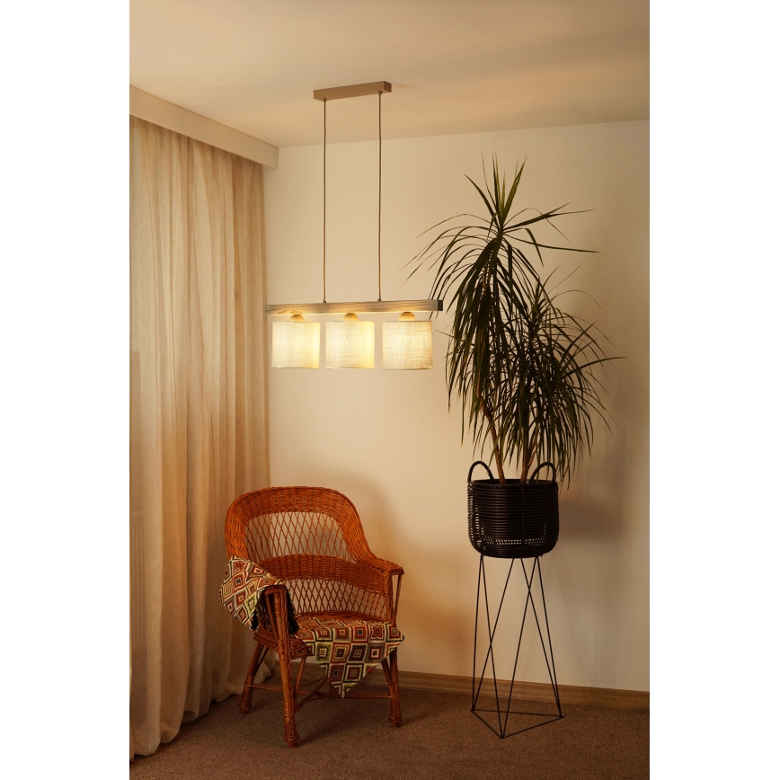 Brilagi - Hängeleuchte FOREST 3xE27/15W/230V Kiefer/braun/cremefarben