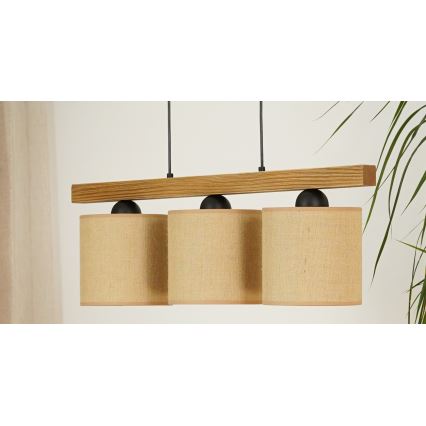 Brilagi - Hängeleuchte FOREST 3xE27/15W/230V Kiefer/braun/schwarz