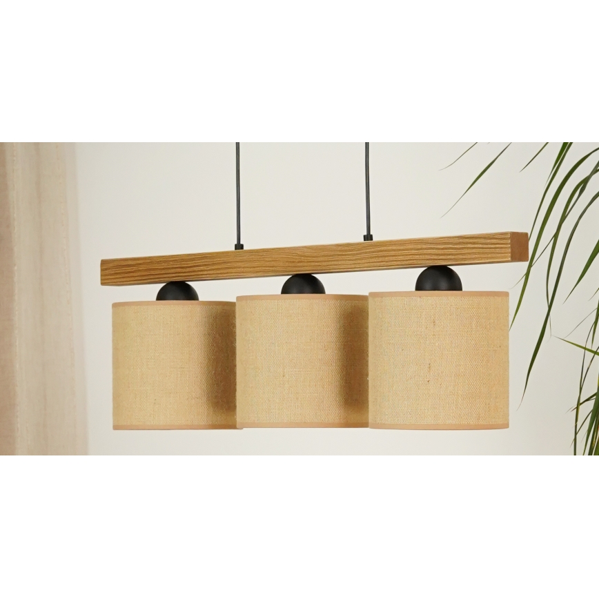 Brilagi - Hängeleuchte FOREST 3xE27/15W/230V Kiefer/braun/schwarz
