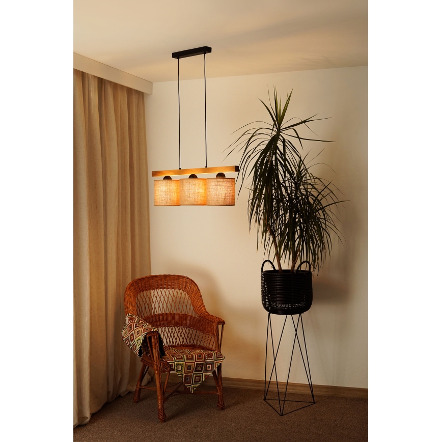 Brilagi - Hängeleuchte FOREST 3xE27/15W/230V Kiefer/braun/schwarz