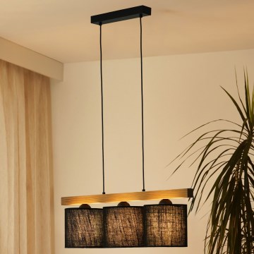 Brilagi - Hängeleuchte FOREST 3xE27/15W/230V Kiefer/schwarz