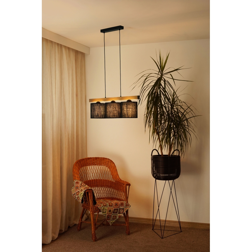 Brilagi - Hängeleuchte FOREST 3xE27/15W/230V Kiefer/schwarz