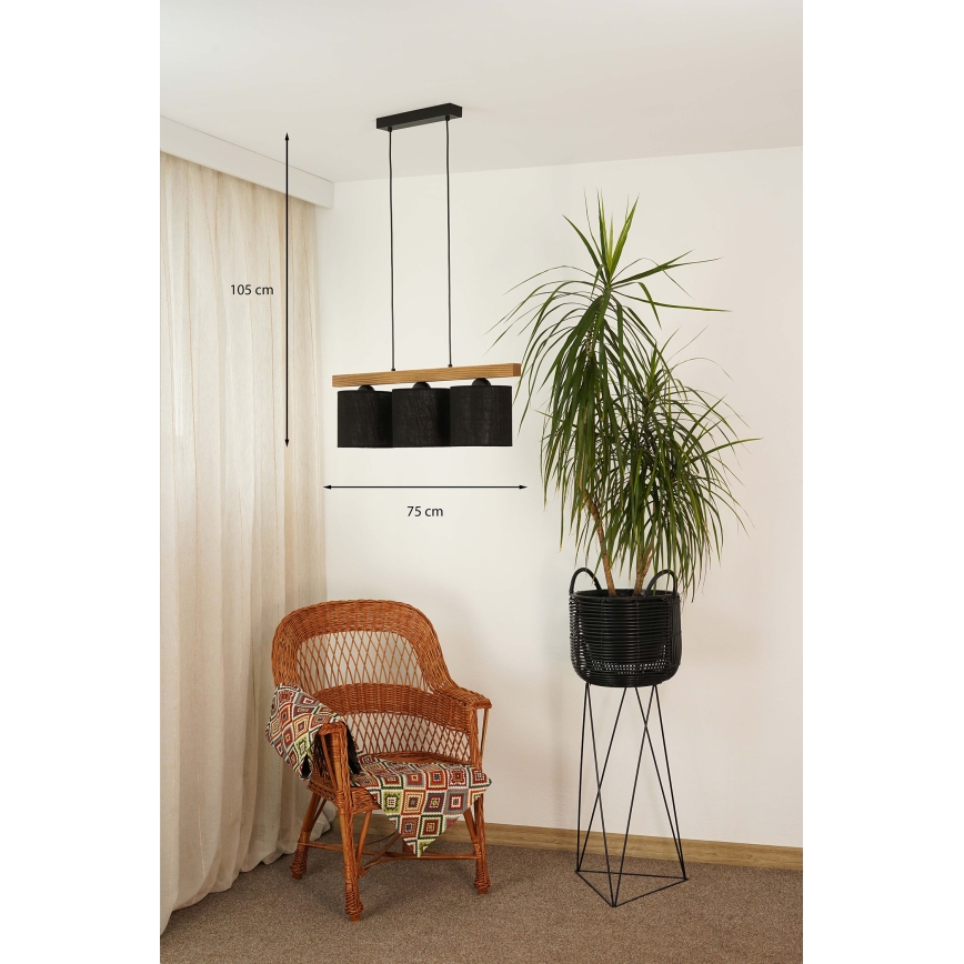 Brilagi - Hängeleuchte FOREST 3xE27/15W/230V Kiefer/schwarz