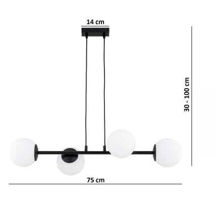Brilagi - Hängeleuchte MILO an Kabel 4xE27/60W/230V schwarz
