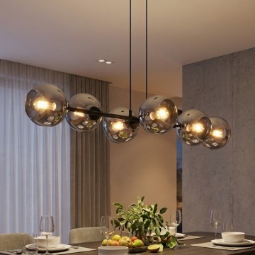 Brilagi - Hängeleuchte mit Kabel 6xE27/60W/230V schwarz/rauchgrau