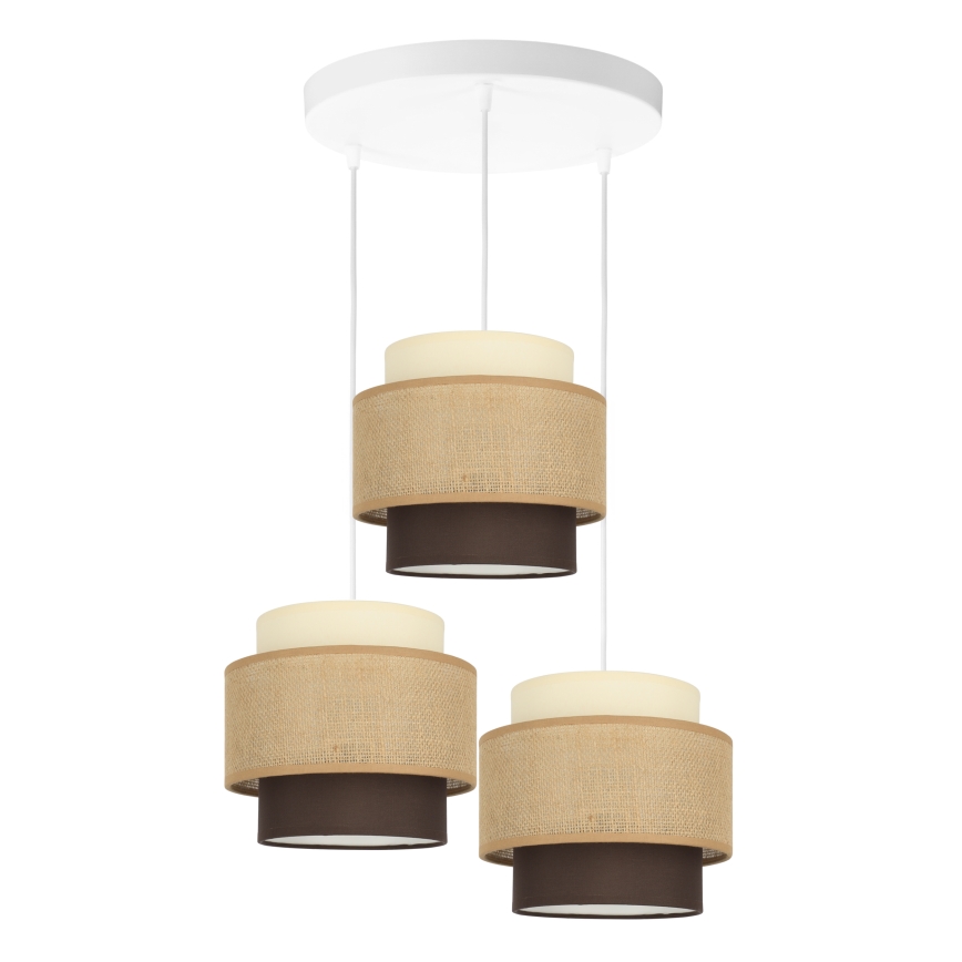 Brilagi - Hängeleuchte mit Kabel RESNA 3xE27/60W/230V Ø 45 cm beige/schwarz