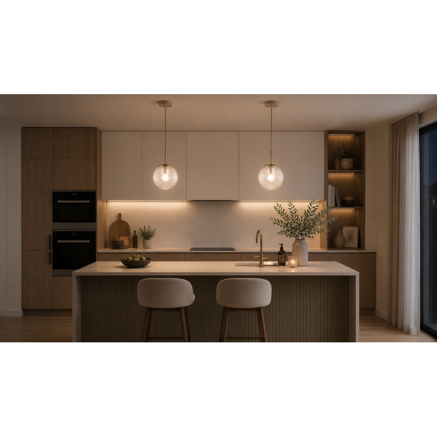 Brilagi - Hängeleuchte mit Kabel STELLA 1x E27/60W/230V, Ø 15 cm, Beige/Gold
