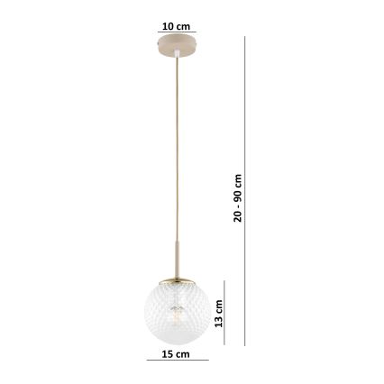 Brilagi - Hängeleuchte mit Kabel STELLA 1x E27/60W/230V, Ø 15 cm, Beige/Gold