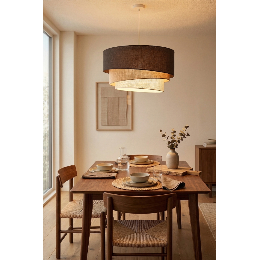 Brilagi - Hängeleuchte mit Kabel TRIO 3xE27/60W/230V, Ø 60 cm, braun/beige/weiß
