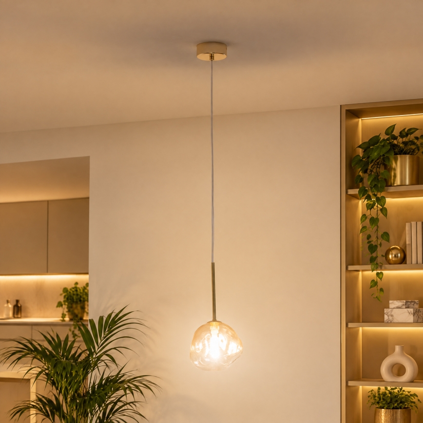 BRILAGI - Hängeleuchte mit Kabel VULCANO 1xG9/8W/230V Ø 15 cm Gold/rauchbeige