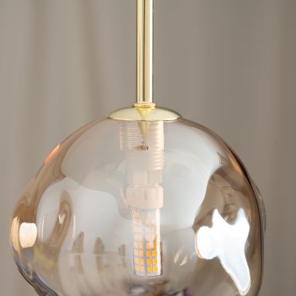 BRILAGI - Hängeleuchte mit Kabel VULCANO 1xG9/8W/230V Ø 15 cm Gold/rauchbeige