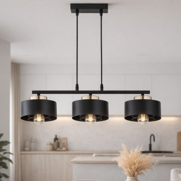 Brilagi - Hängeleuchte mit Kabelabhängung 3xE27/60W/230V schwarz/gold