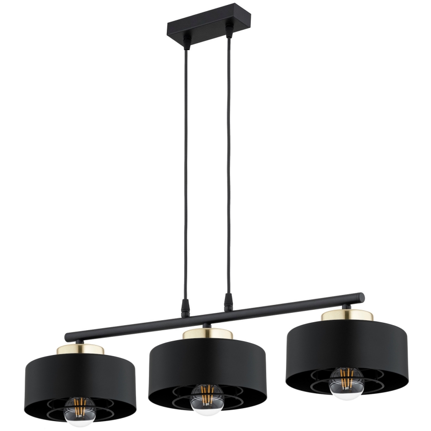 Brilagi - Hängeleuchte mit Kabelabhängung SPRING 3xE27/60W/230V schwarz/gold