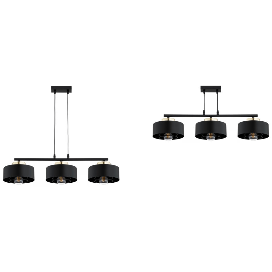 Brilagi - Hängeleuchte mit Kabelabhängung SPRING 3xE27/60W/230V schwarz/gold