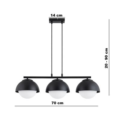 BRILAGI - Hängeleuchte mit Kabelaufhängung COSMO 3xE27/60W/230V schwarz