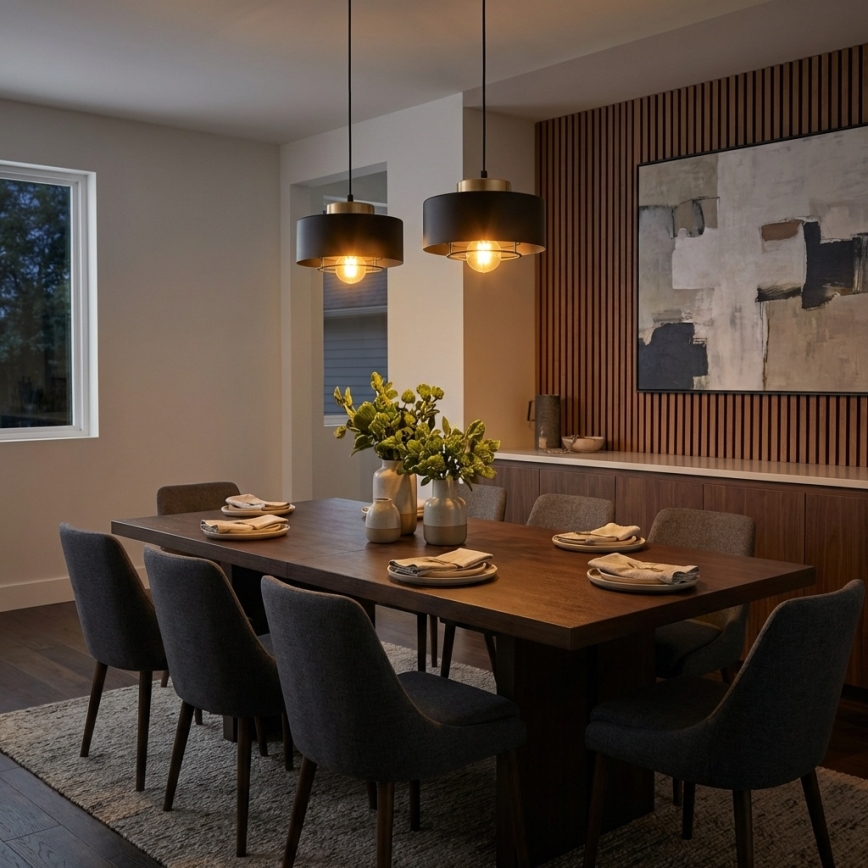 Brilagi - Hängeleuchte mit Kabelaufhängung SPRING 2xE27/60W/230V schwarz/gold