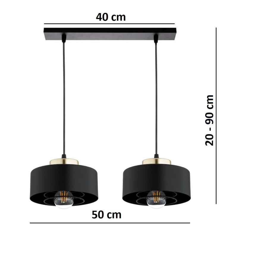 Brilagi - Hängeleuchte mit Kabelaufhängung SPRING 2xE27/60W/230V schwarz/gold