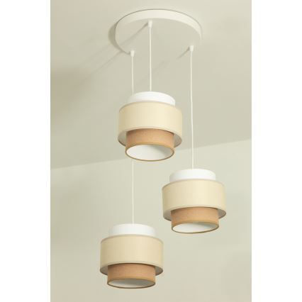 Brilagi - Hängeleuchte RESNA mit Kabelaufhängung, 3xE27/60W/230V, Ø 45 cm, creme/beige