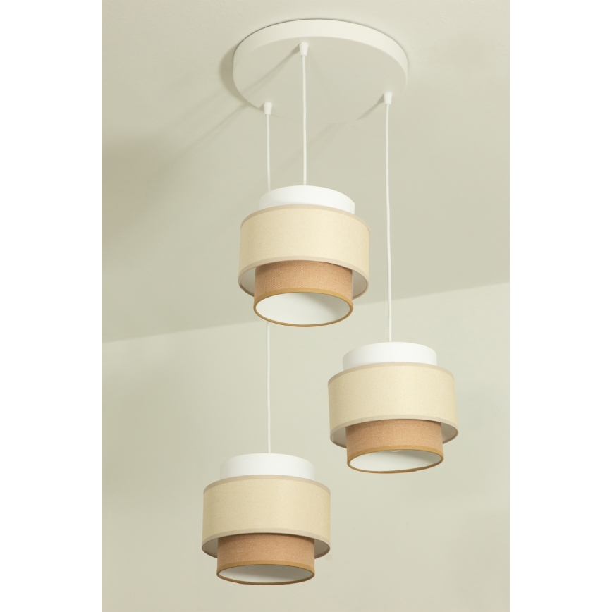 Brilagi - Hängeleuchte RESNA mit Kabelaufhängung, 3xE27/60W/230V, Ø 45 cm, creme/beige