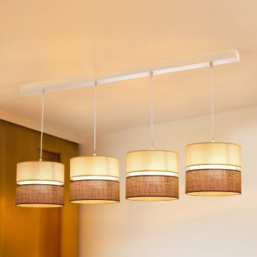 Brilagi - Hängeleuchte ROYAL YUTE 4xE27/15W/230V beige/cremefarben/weiß