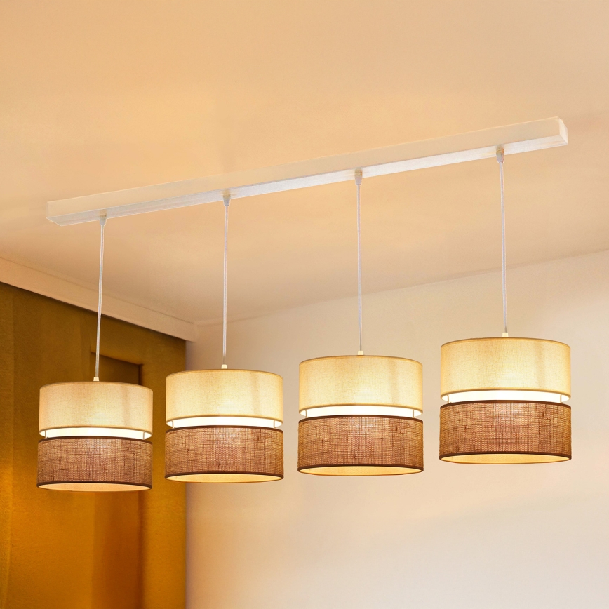 Brilagi - Hängeleuchte ROYAL YUTE 4xE27/15W/230V beige/cremefarben/weiß