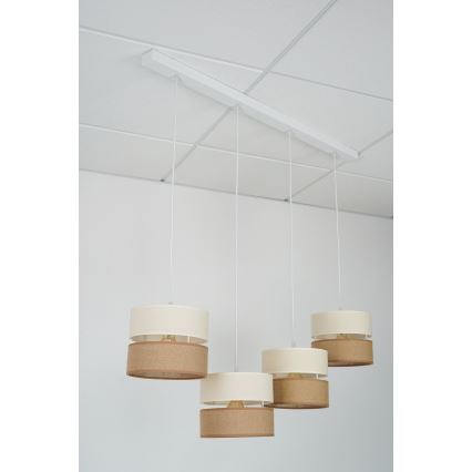 Brilagi - Hängeleuchte ROYAL YUTE 4xE27/15W/230V beige/cremefarben/weiß