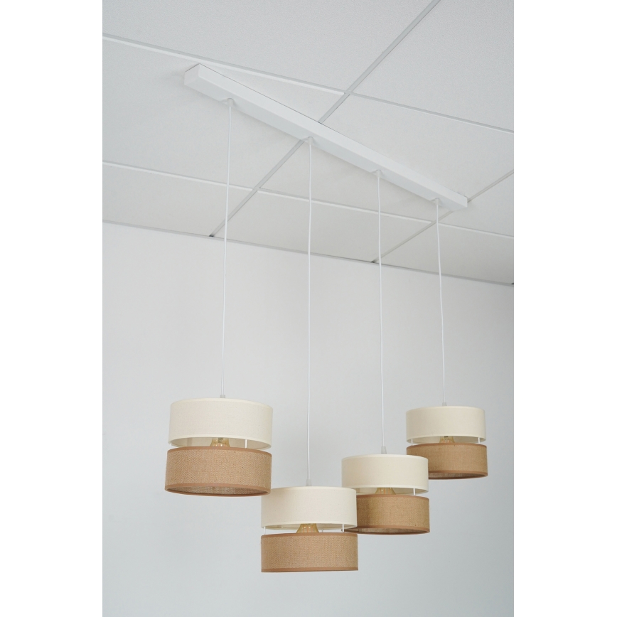 Brilagi - Hängeleuchte ROYAL YUTE 4xE27/15W/230V beige/cremefarben/weiß