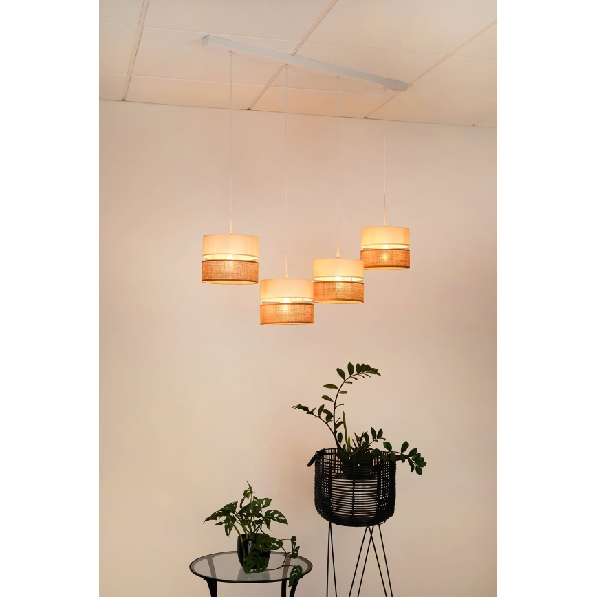 Brilagi - Hängeleuchte ROYAL YUTE 4xE27/15W/230V beige/cremefarben/weiß