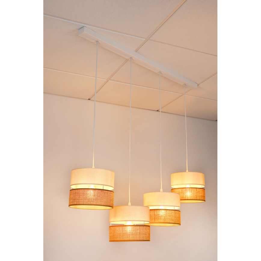 Brilagi - Hängeleuchte ROYAL YUTE 4xE27/15W/230V beige/cremefarben/weiß