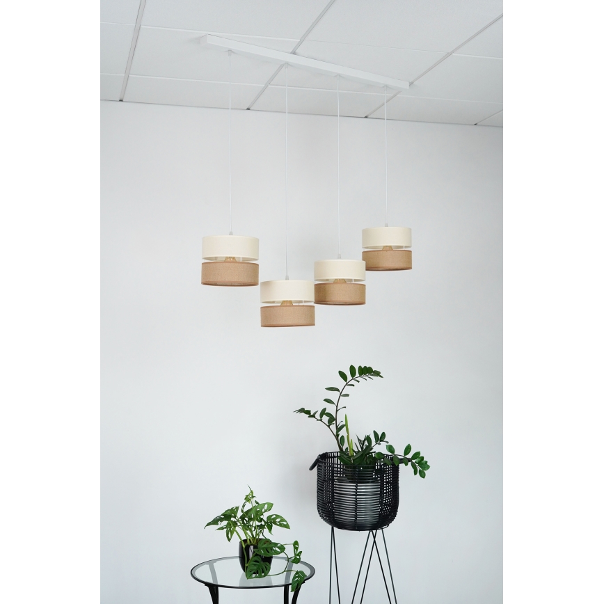 Brilagi - Hängeleuchte ROYAL YUTE 4xE27/15W/230V beige/cremefarben/weiß