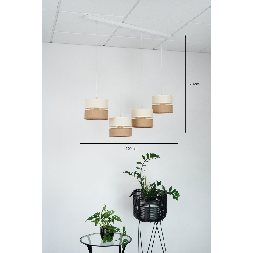 Brilagi - Hängeleuchte ROYAL YUTE 4xE27/15W/230V beige/cremefarben/weiß