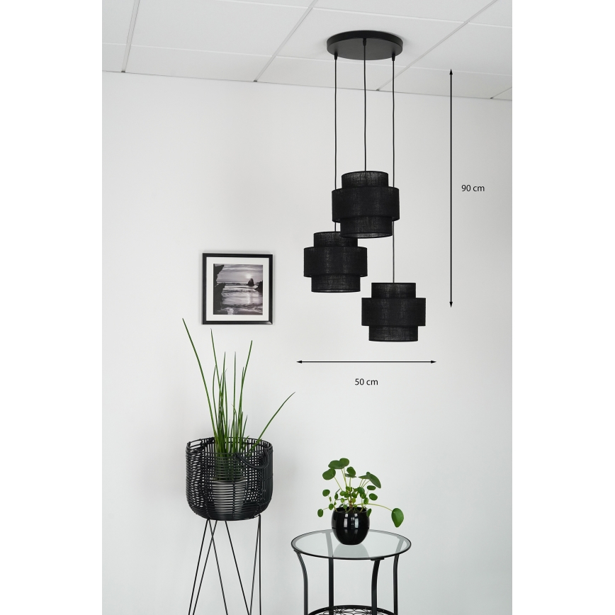 Brilagi - Hängeleuchte SPACE YUTE 3xE27/15W/230V schwarz