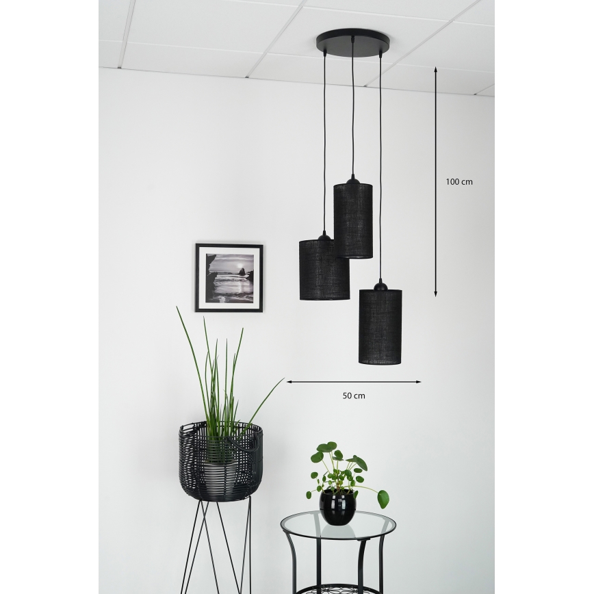 Brilagi - Hängeleuchte TUBES 3xE27/15W/230V schwarz