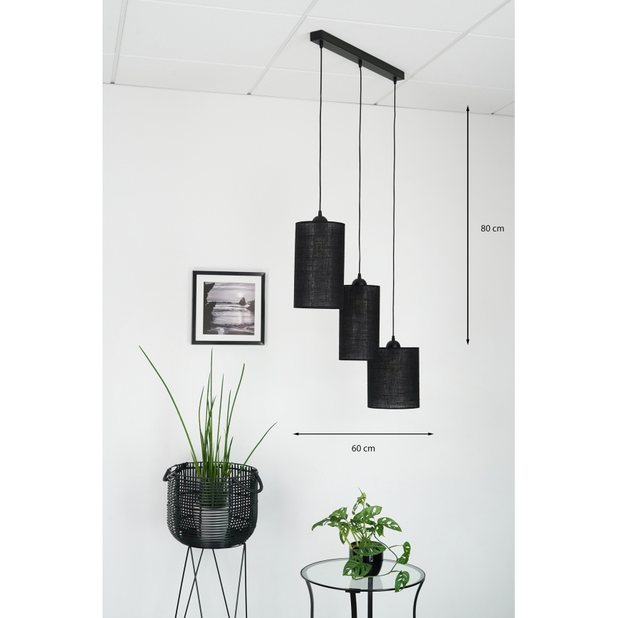 Brilagi - Hängeleuchte TUBES 3xE27/15W/230V schwarz