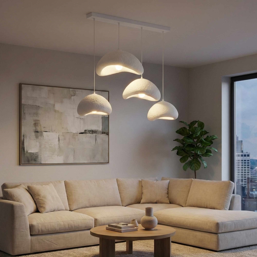 Brilagi - Hängeleuchte WABI SABI an Kabel 4xE27/40W/230V weiß