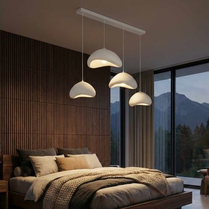 Brilagi - Hängeleuchte WABI SABI an Kabel 4xE27/40W/230V weiß